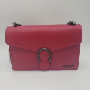 417- Marina Galanti Crossbody Bag Genuine Italian Leather Fuchsia Color NWT